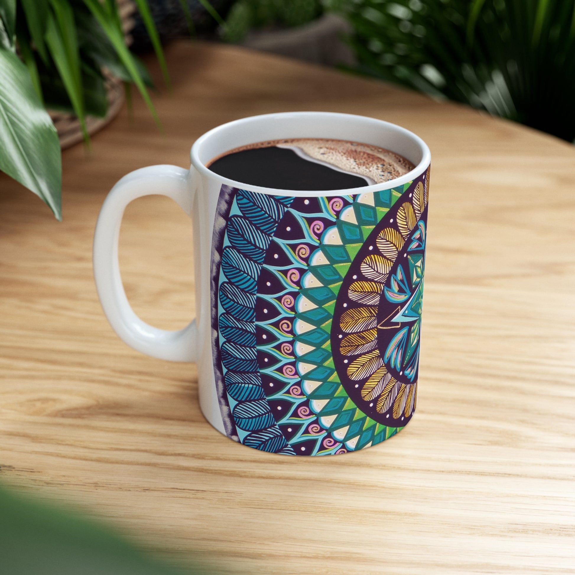 "AquilazurA Kryst'dala" White Ceramic Mug - Blue Flame Array Mug