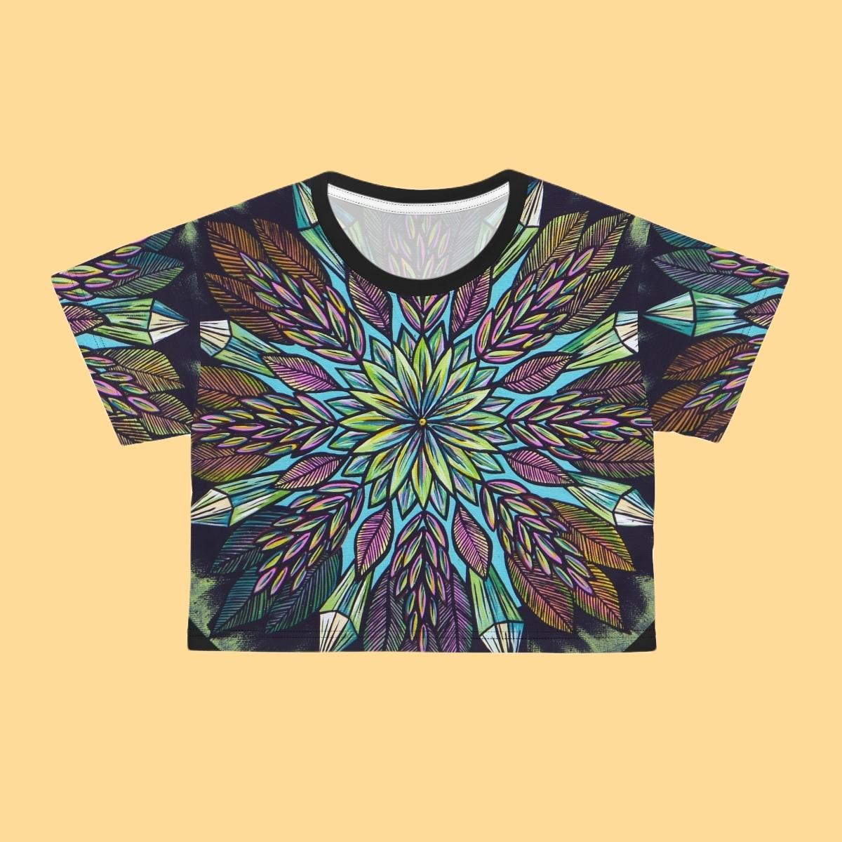 "Krystalhoja" Crop Tee - Blue Flame Array All Over Prints