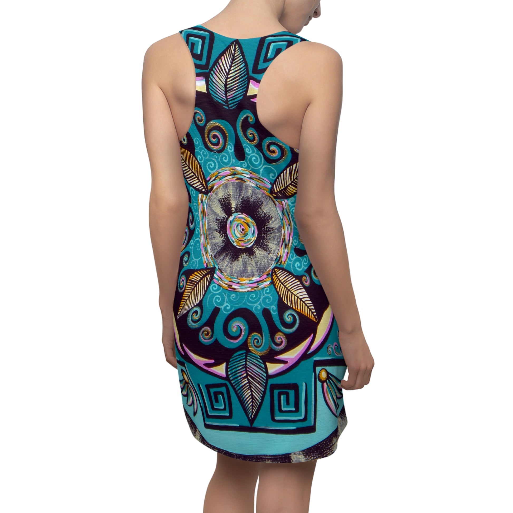 "Hojachakana" Ladies Racerback Dress - Blue Flame Array All Over Prints