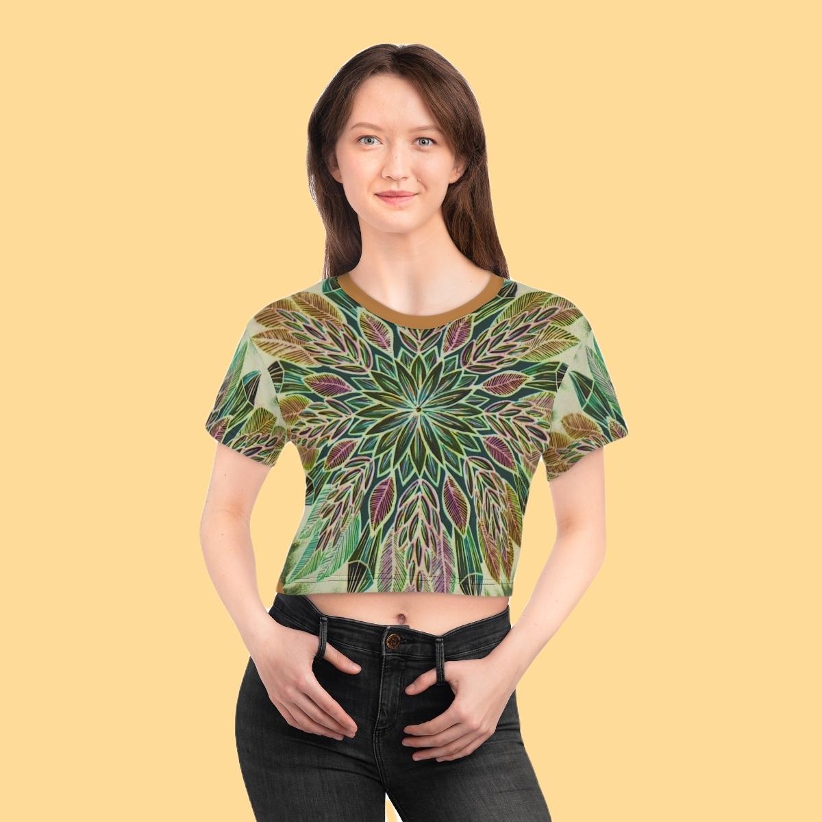 "Krystalhoja Verde" Crop Tee - Blue Flame Array All Over Prints