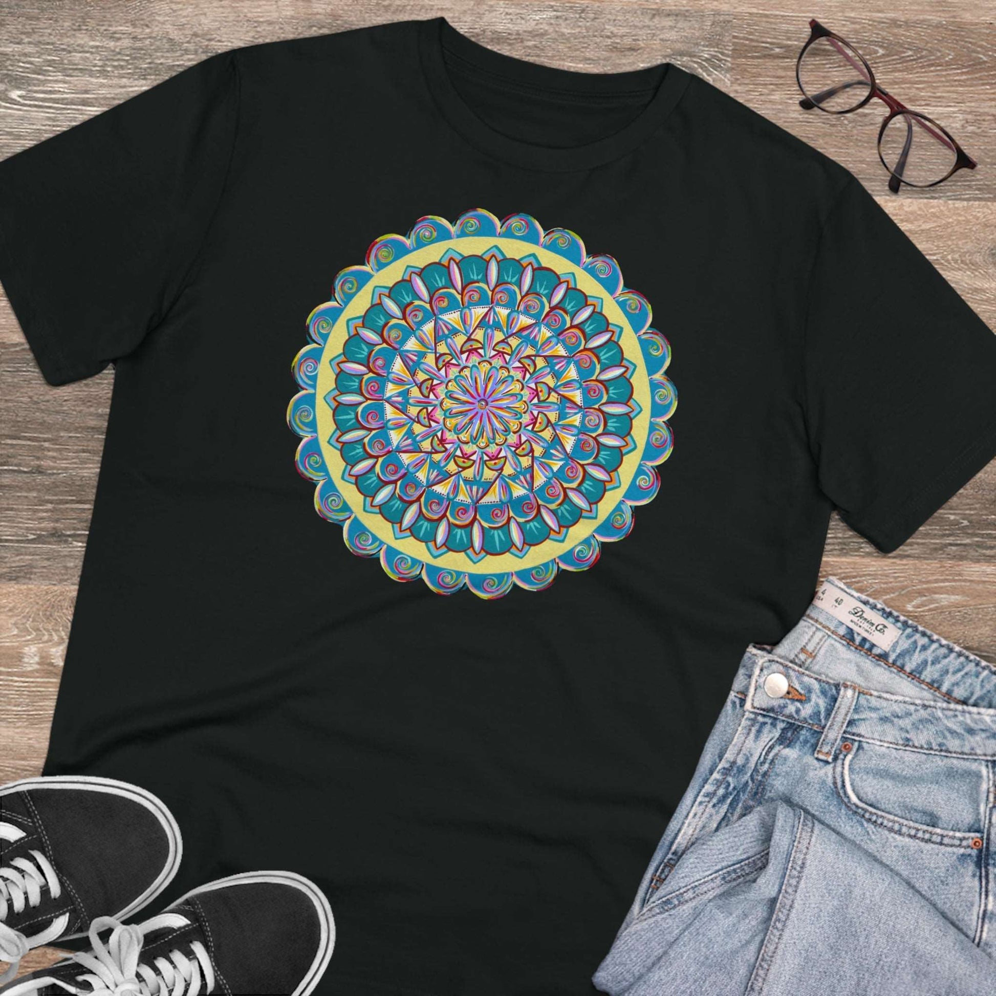 "Almandalayana" Lords & Ladies Organic TriniTee - Blue Flame Array Black / 2XS T-Shirt