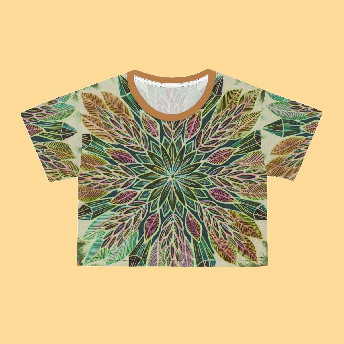 "Krystalhoja Verde" Crop Tee - Blue Flame Array All Over Prints