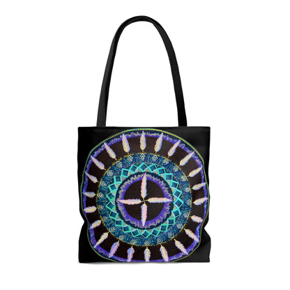 "Cuatro Vientos" Tote Bag (All-Over-Print) - Blue Flame Array Bags