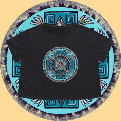 "Hojachakana" Flowy Cropped Tee - Blue Flame Array T-Shirt