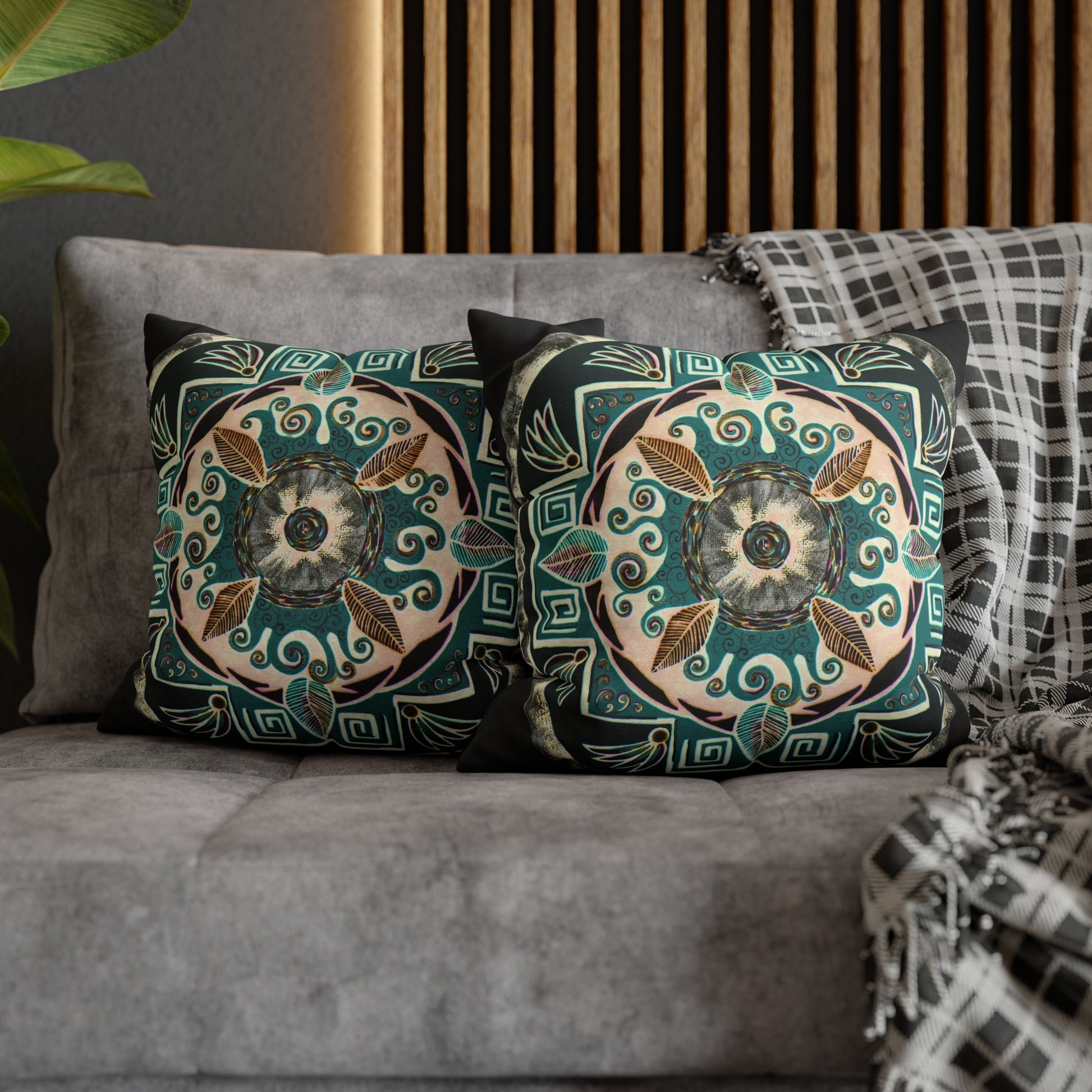 "Hojachakanazura" Dreamcatcher Pillow Cover - Blue Flame Array Home Decor