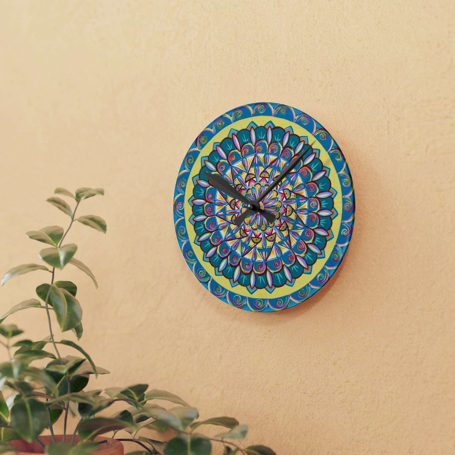 "Almandalayana" Cosmic Clock - Blue Flame Array Home Decor