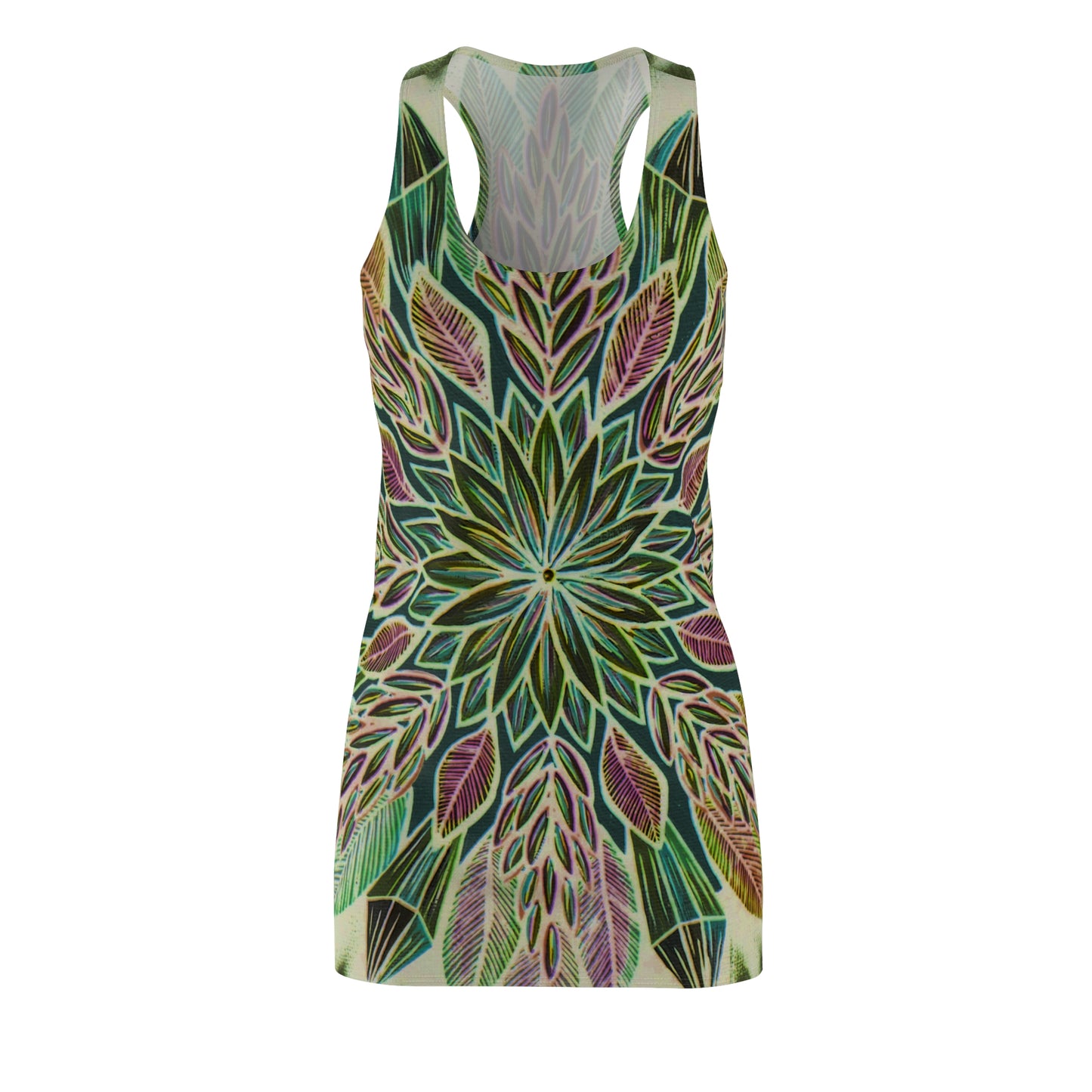 "Krystalhoja Verde" Ladies Racerback Dress - Blue Flame Array All Over Prints