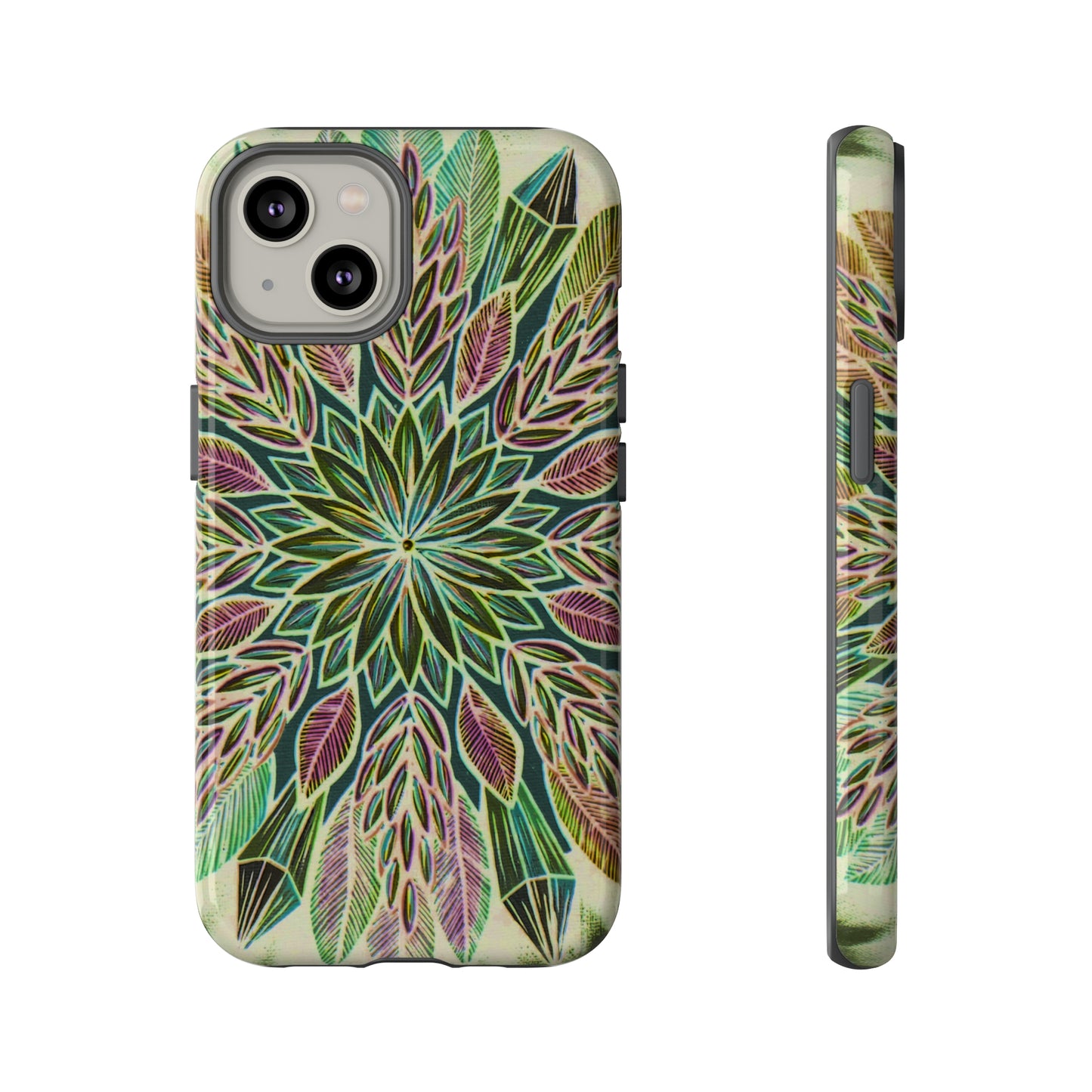 "Krystalhoja Verde" Art Phone Armor - Blue Flame Array iPhone 14 / Glossy Phone Case