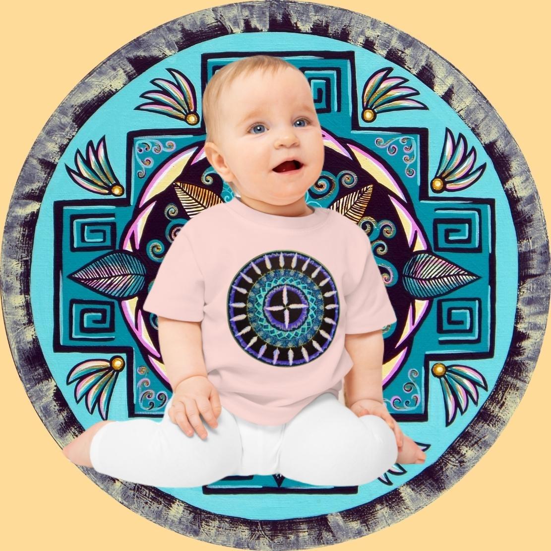 "Hojachakana" Organic Baby Tee - Blue Flame Array Kids clothes