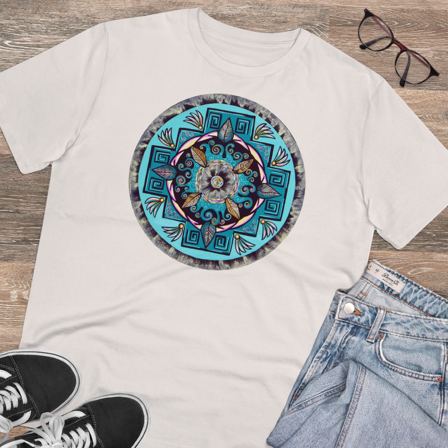 "Hojachakana" Lords & Ladies Organic TriniTee - Blue Flame Array Vintage White / XS T-Shirt