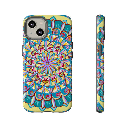 "Almandalayana" Art Phone Armor - Blue Flame Array iPhone 14 / Glossy Phone Case