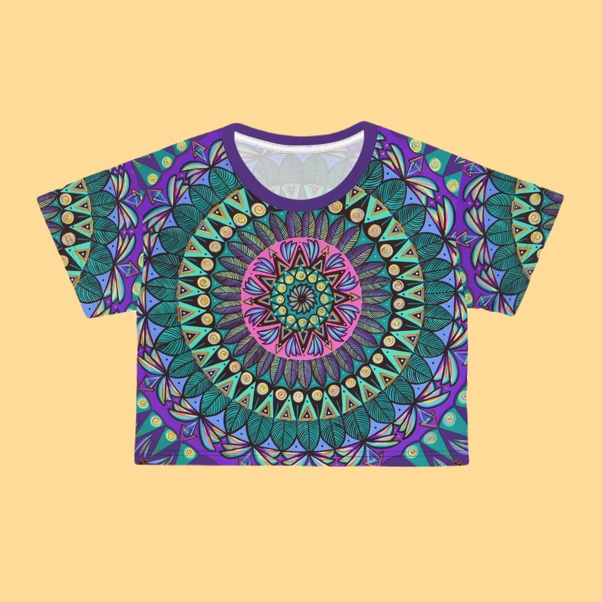 "Mandaladiosa" Crop Tee - Blue Flame Array All Over Prints