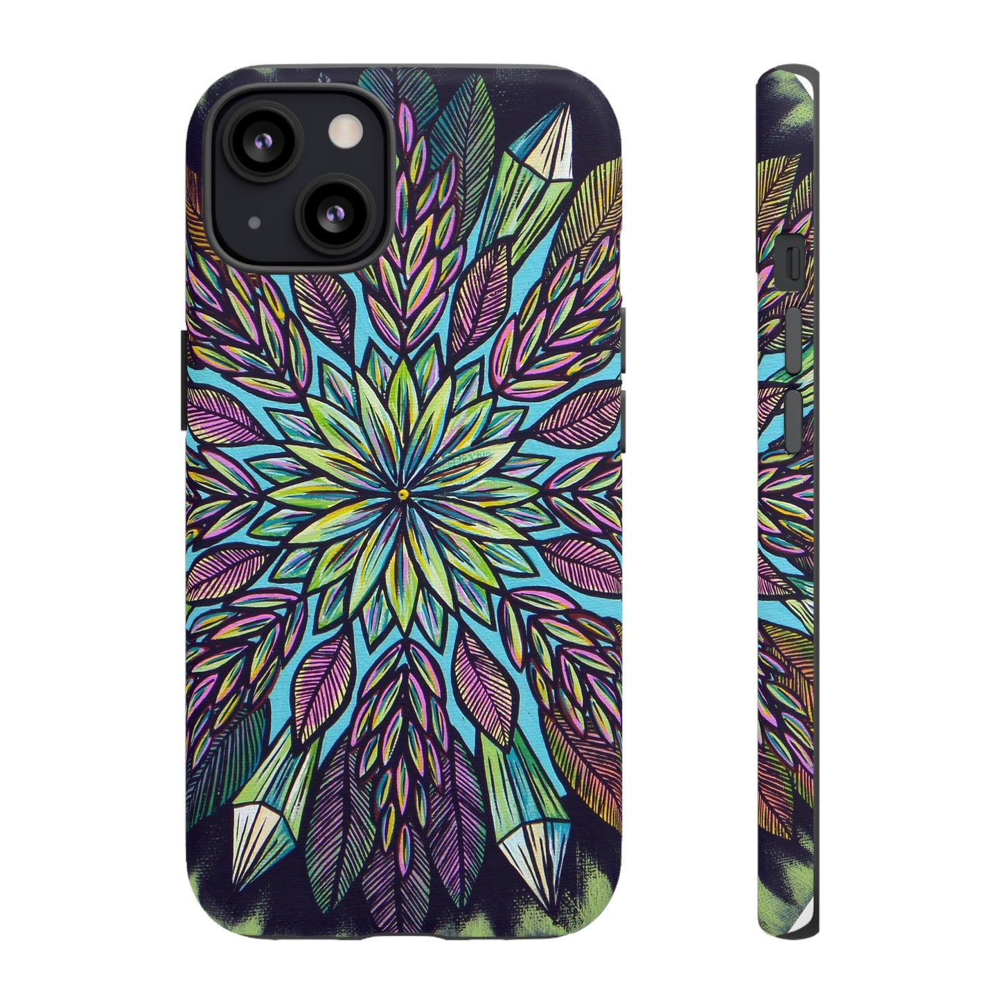 "Krystalhoja" Art Phone Armor - Blue Flame Array iPhone 13 / Matte Phone Case