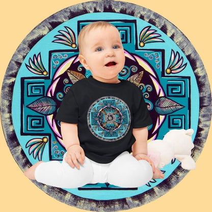 "Hojachakana" Organic Baby Tee - Blue Flame Array Kids clothes