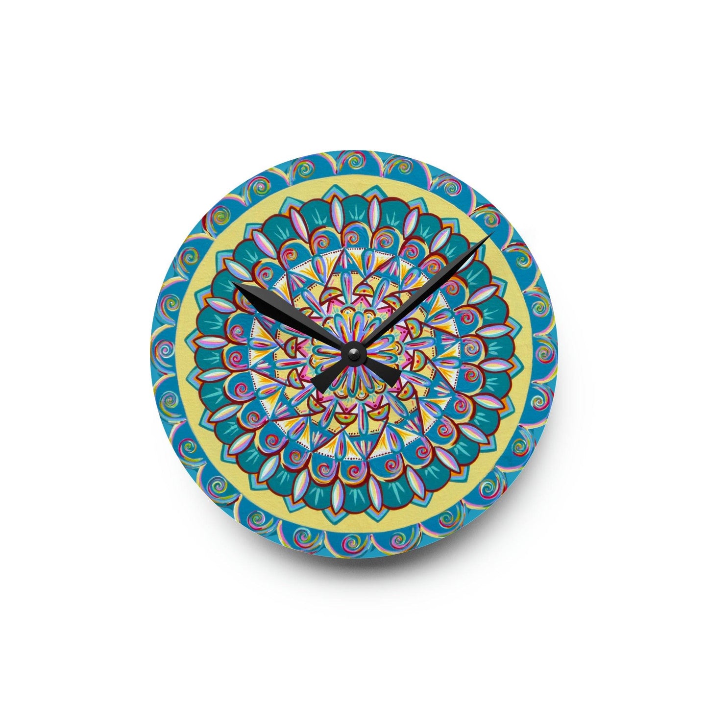 "Almandalayana" Cosmic Clock - Blue Flame Array 8'' × 8'' (Round) Home Decor