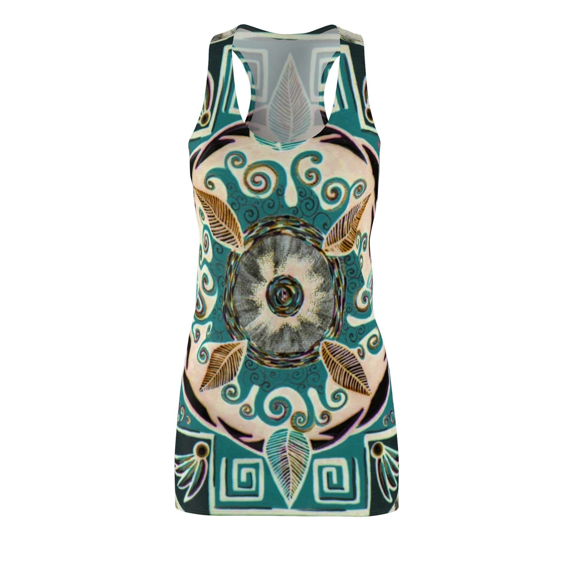 "Hojachakanazura" Ladies Racerback Dress - Blue Flame Array All Over Prints