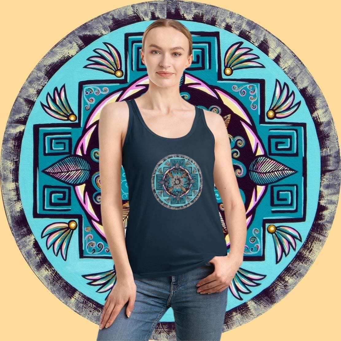 "Hojachakana" Ladies Dreamer Tank Top - Blue Flame Array Tank Top