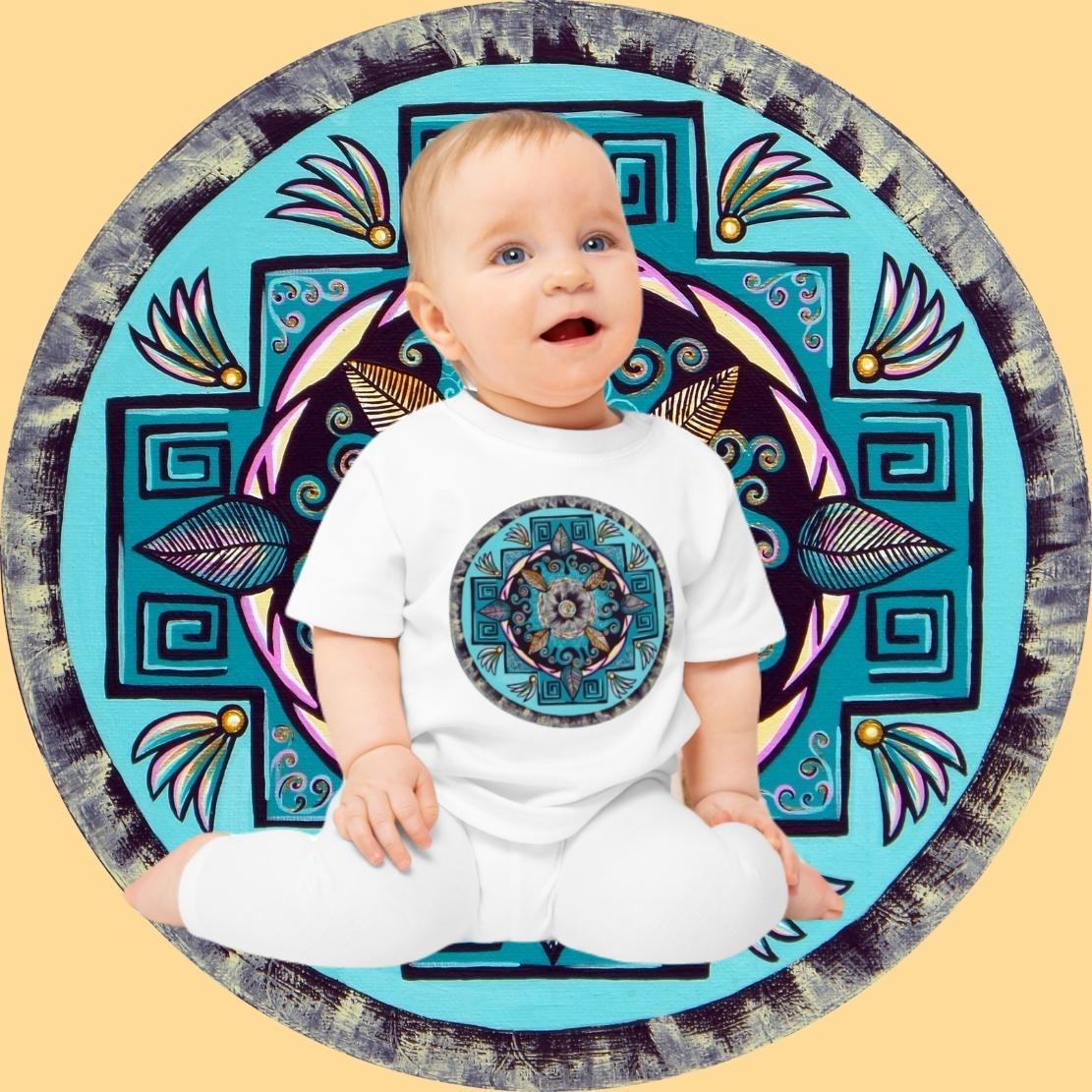 "Hojachakana" Organic Baby Tee - Blue Flame Array Kids clothes