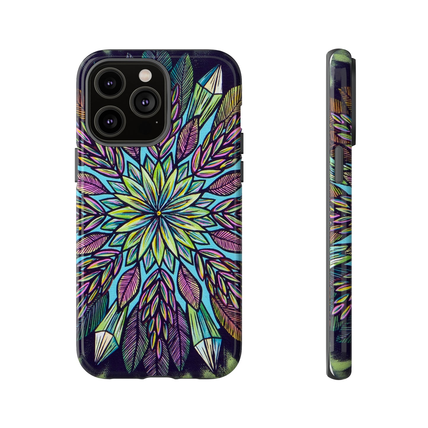 "Krystalhoja" Art Phone Armor - Blue Flame Array iPhone 14 Pro Max / Glossy Phone Case