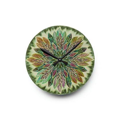 "Krystalhoja Verde" Cosmic Clock - Blue Flame Array 8'' × 8'' (Round) Home Decor