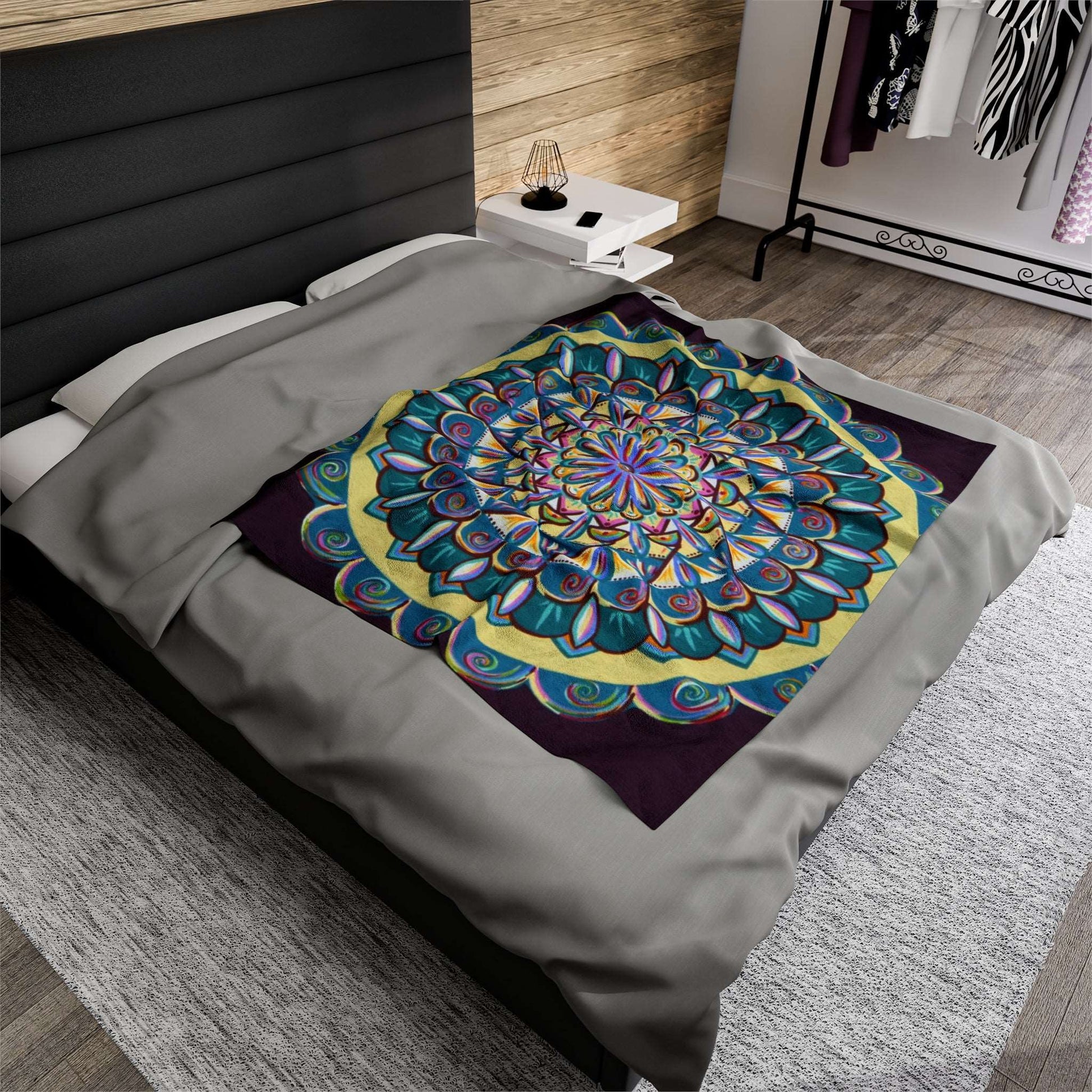 "Almandalayana" Dreamcatcher Blanket - Blue Flame Array 50" × 60" All Over Prints