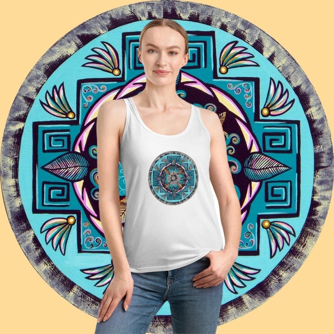 "Hojachakana" Ladies Dreamer Tank Top - Blue Flame Array Tank Top