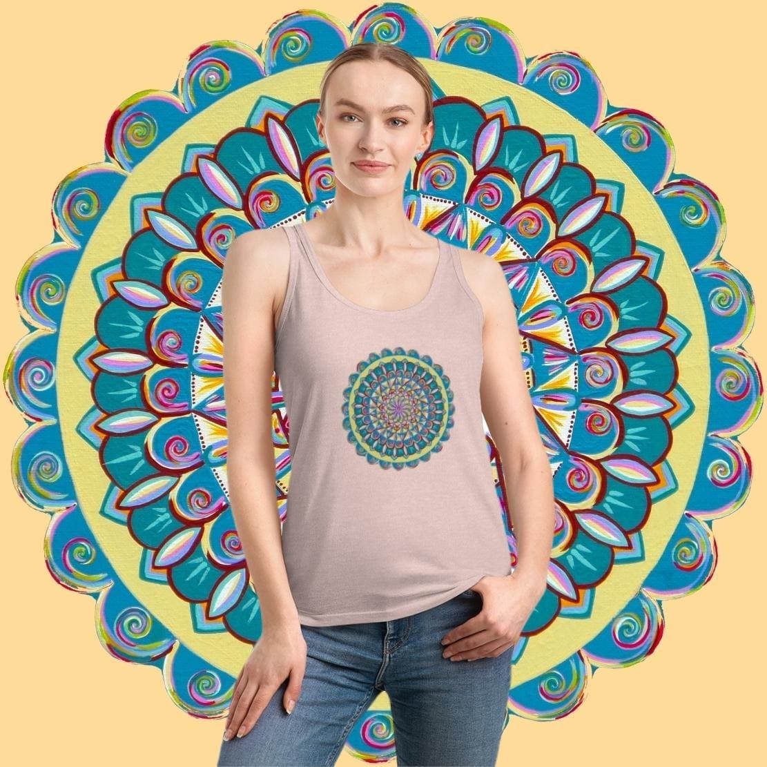 "Almandalayana" Ladies Organic Tank Top - Blue Flame Array Tank Top