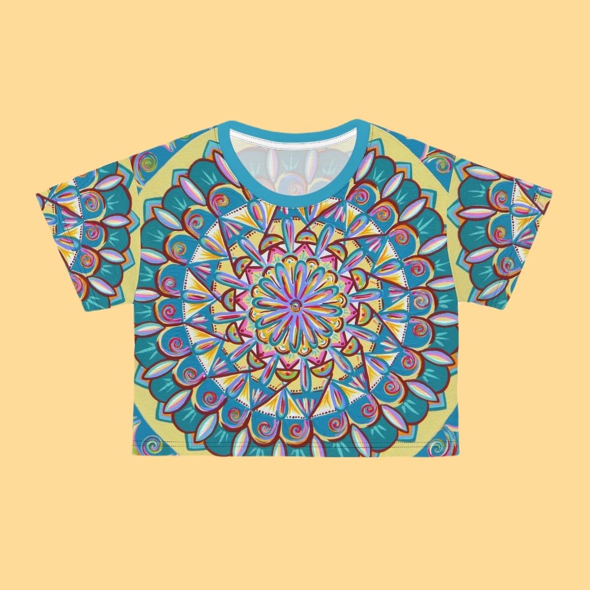 "Almandalayana" Crop Tee - Blue Flame Array All Over Prints