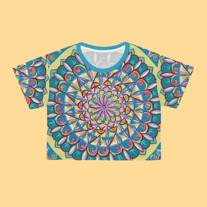 "Almandalayana" Crop Tee - Blue Flame Array All Over Prints