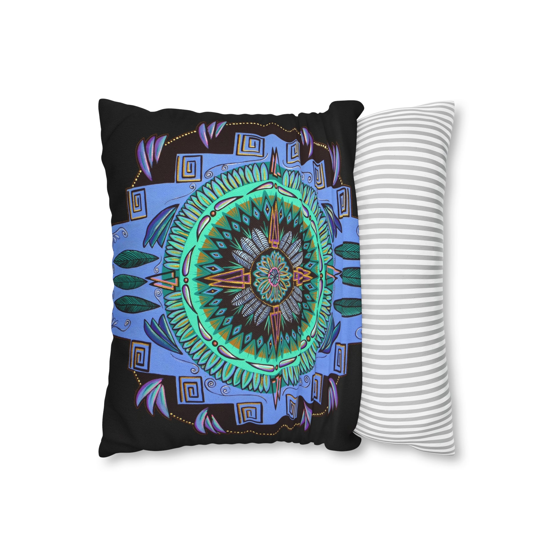 "Plumachakana" Dreamcatcher Pillow Cover - Blue Flame Array Home Decor