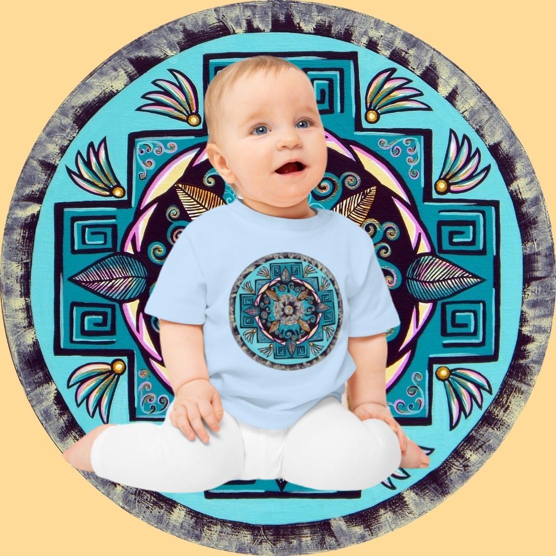 "Hojachakana" Organic Baby Tee - Blue Flame Array Kids clothes