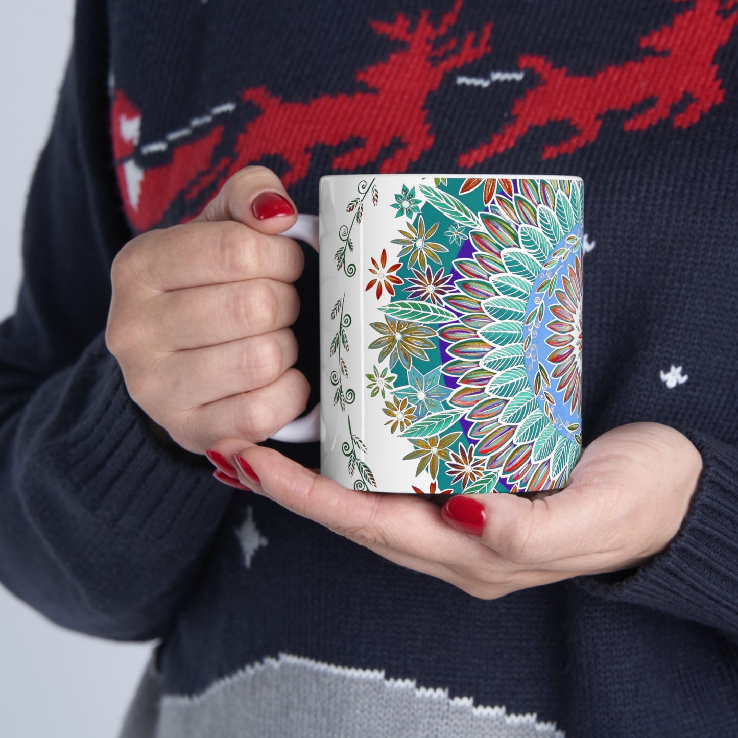 "Mandalavida Blanka" White Ceramic Mug