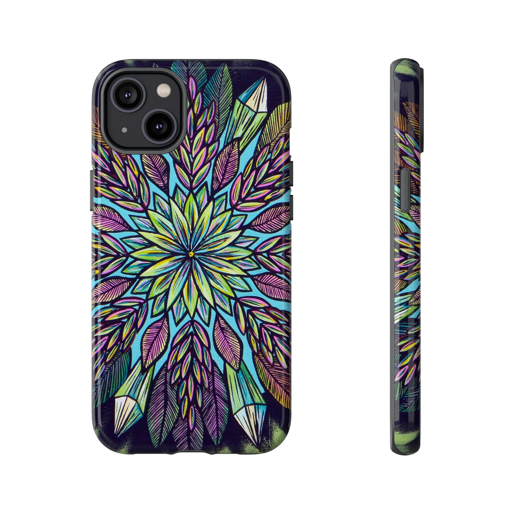 "Krystalhoja" Art Phone Armor - Blue Flame Array iPhone 14 Plus / Glossy Phone Case