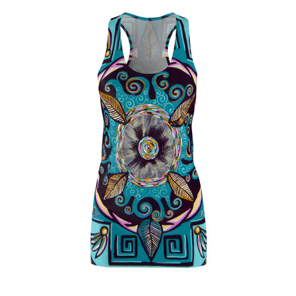 "Hojachakana" Ladies Racerback Dress - Blue Flame Array All Over Prints