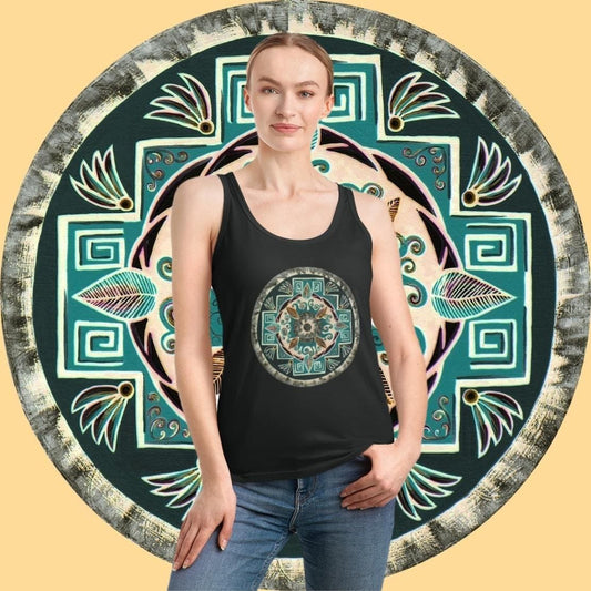 "Hojachakanazura" Ladies Organic Tank Top - Blue Flame Array Tank Top