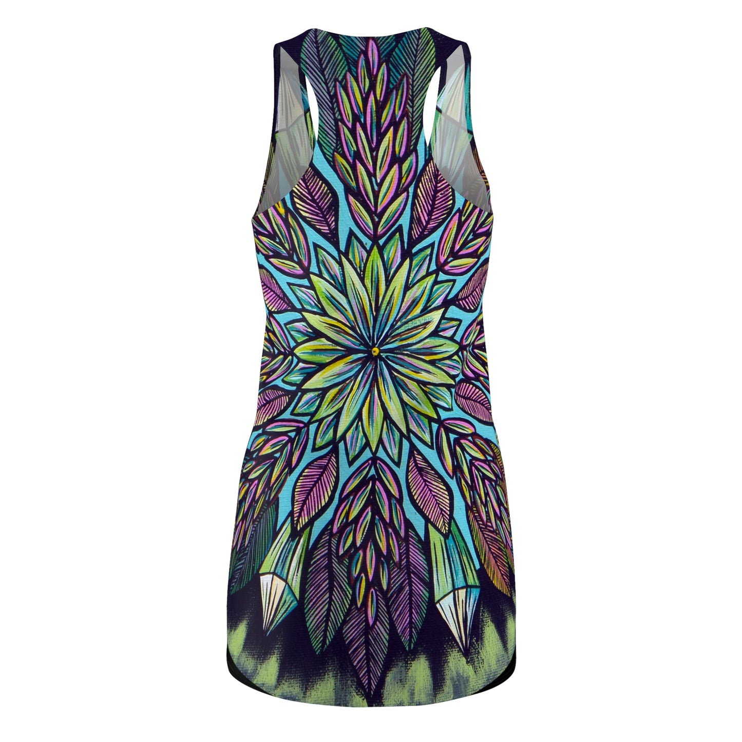 "Krystalhoja" Ladies Racerback Dress - Blue Flame Array All Over Prints