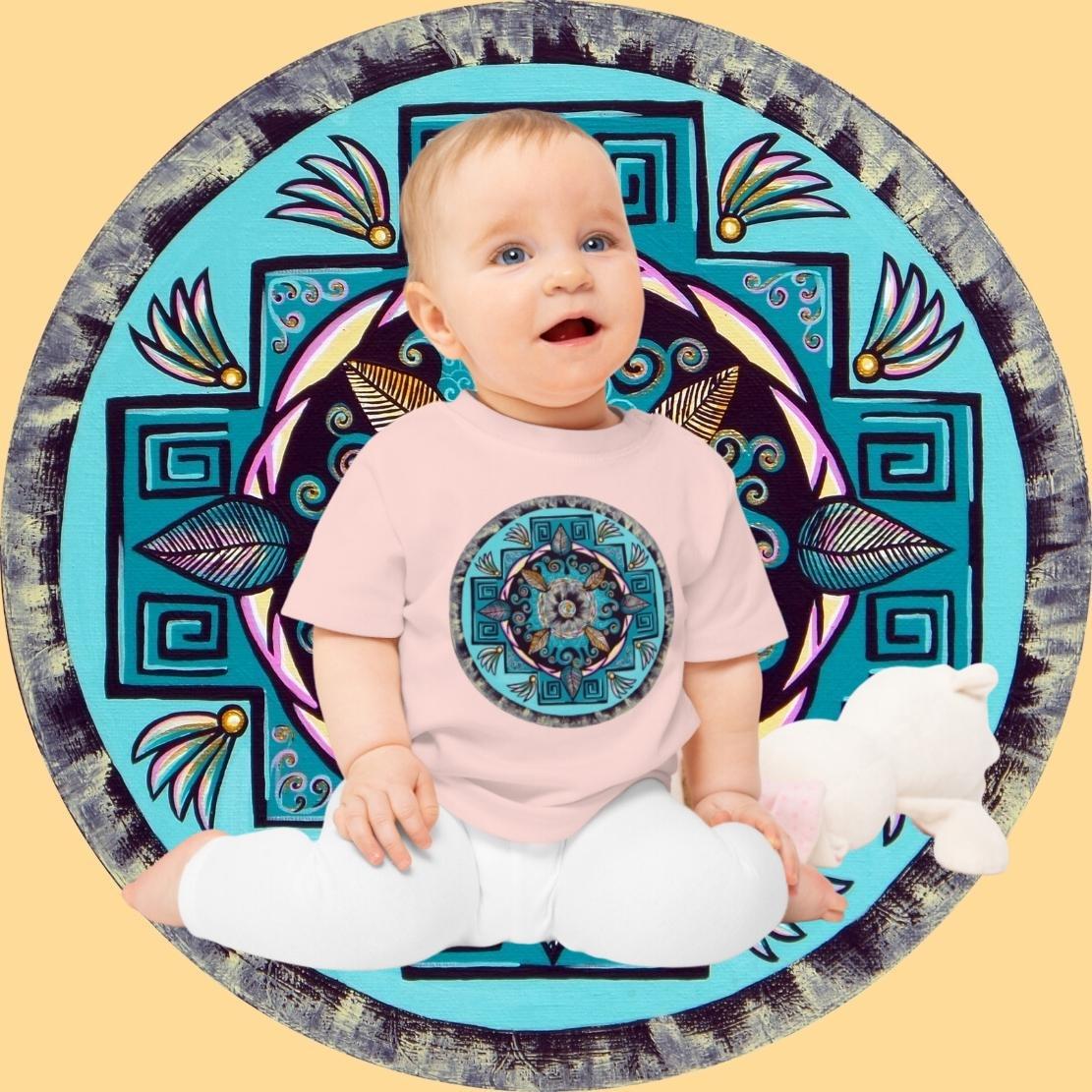 "Hojachakana" Organic Baby Tee - Blue Flame Array Kids clothes