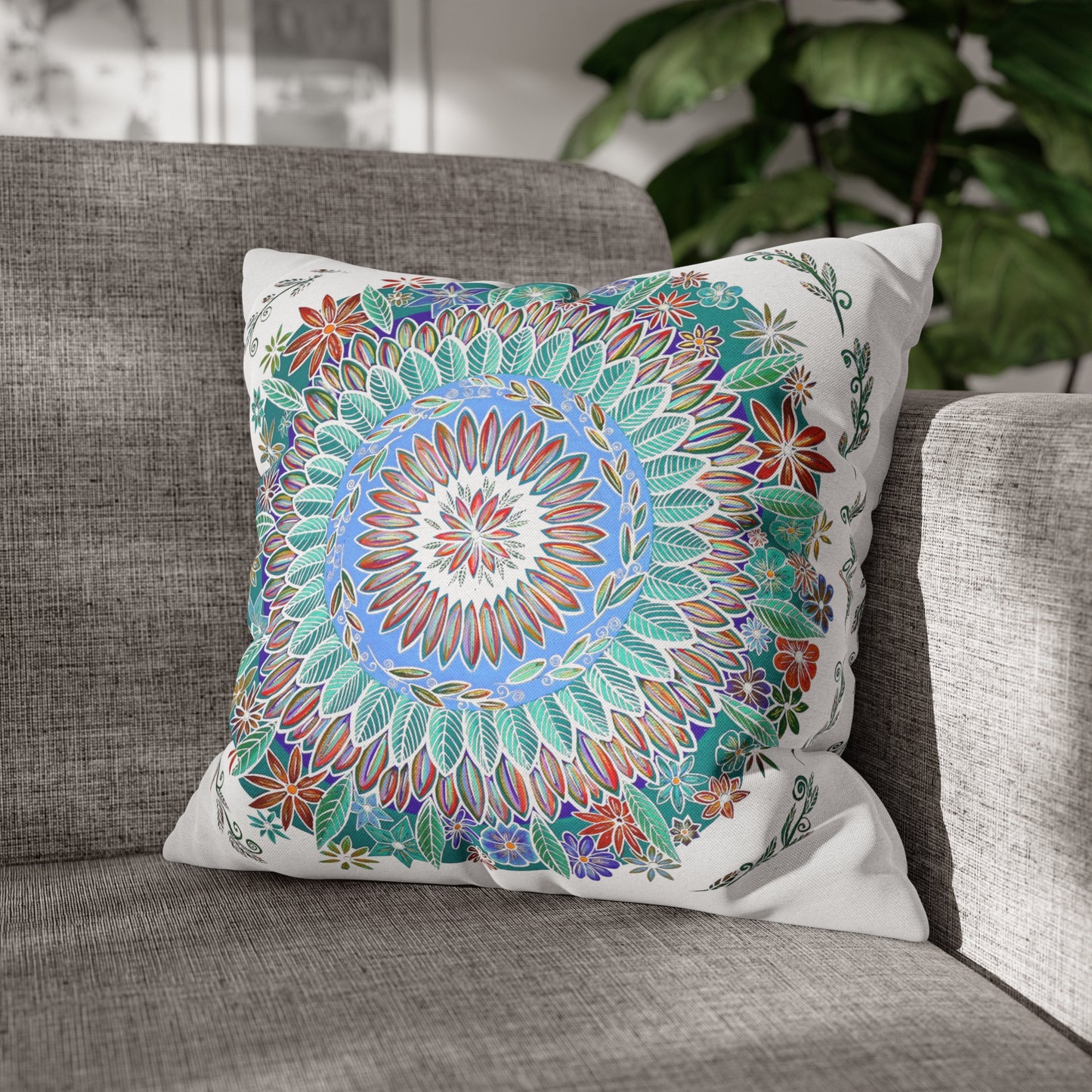 "Mandalavida Blanka" Dreamcatcher Pillow Cover