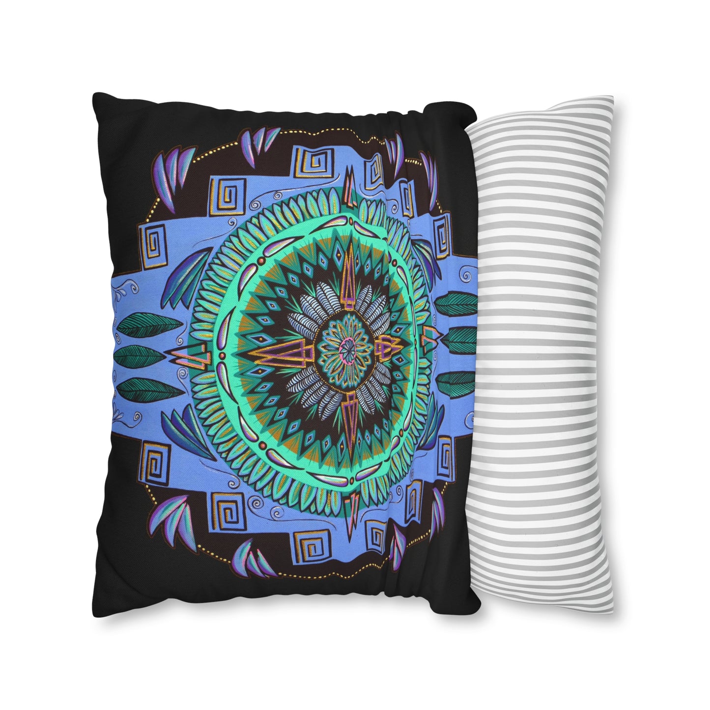 "Plumachakana" Dreamcatcher Pillow Cover - Blue Flame Array Home Decor