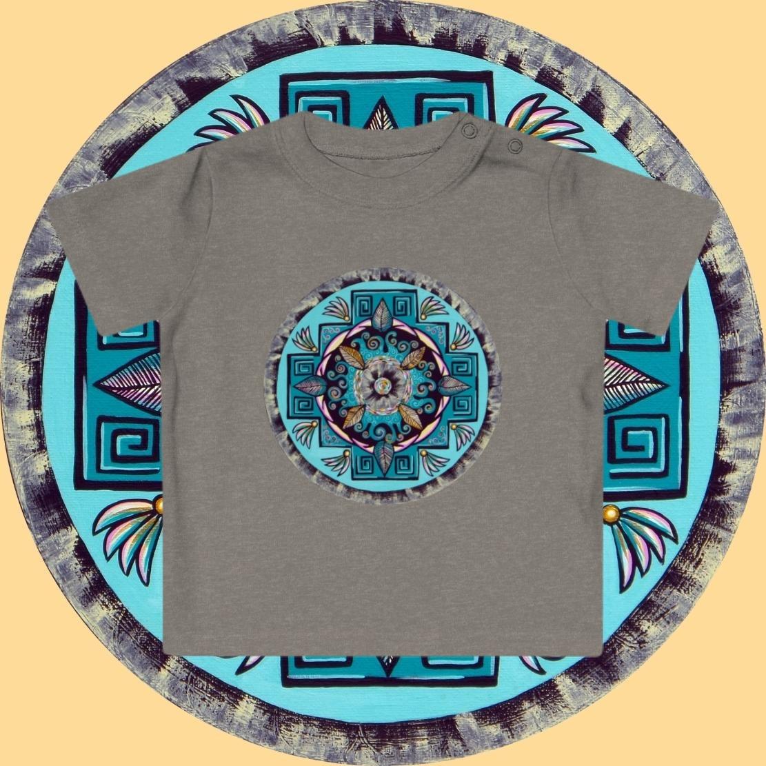 "Hojachakana" Organic Baby Tee - Blue Flame Array Kids clothes