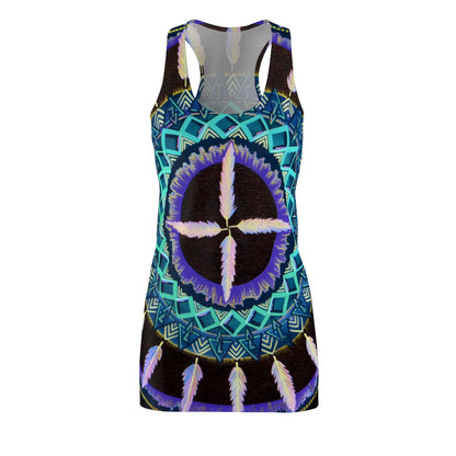 "Cuatro Vientos" Ladies Racerback Dress - Blue Flame Array All Over Prints