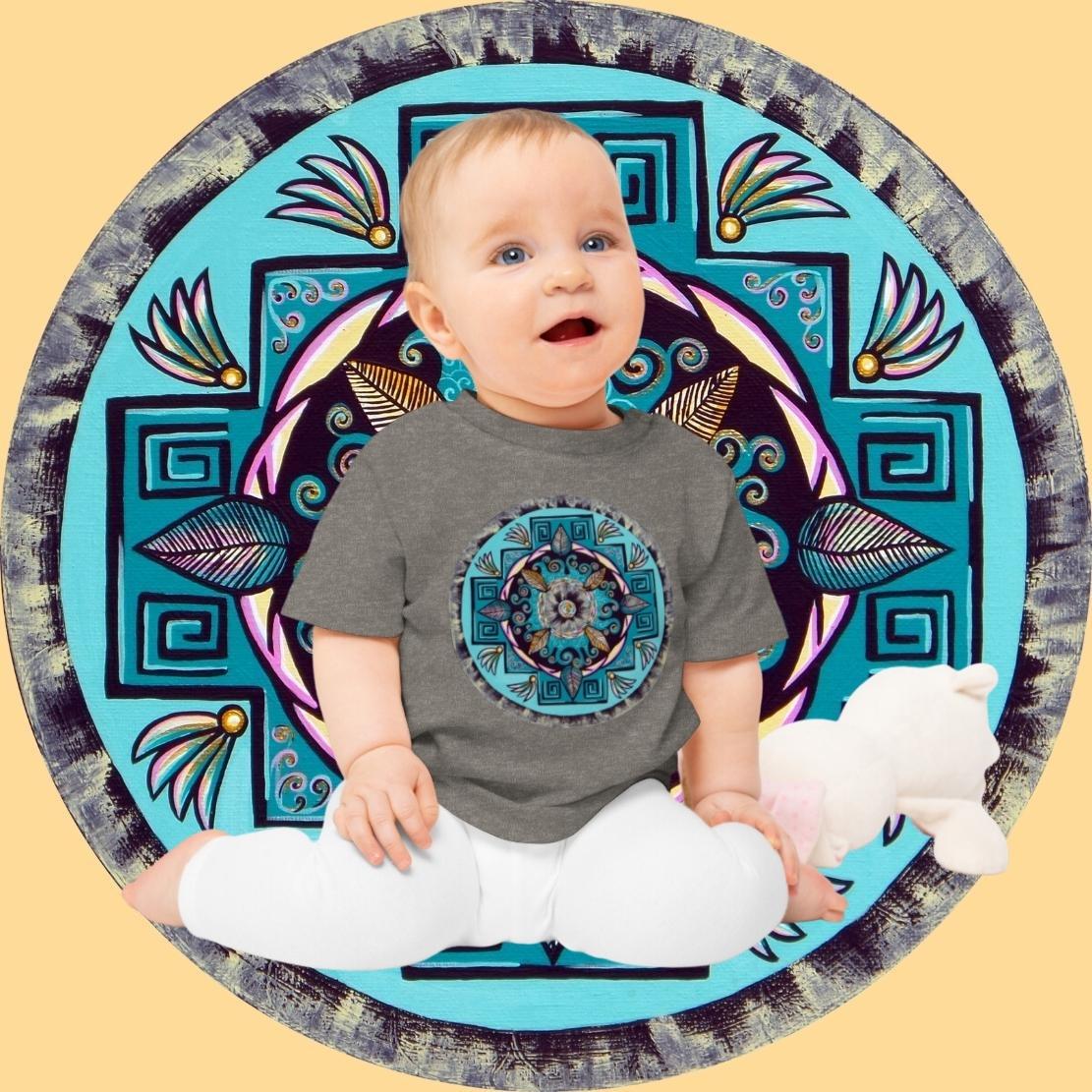 "Hojachakana" Organic Baby Tee - Blue Flame Array Kids clothes