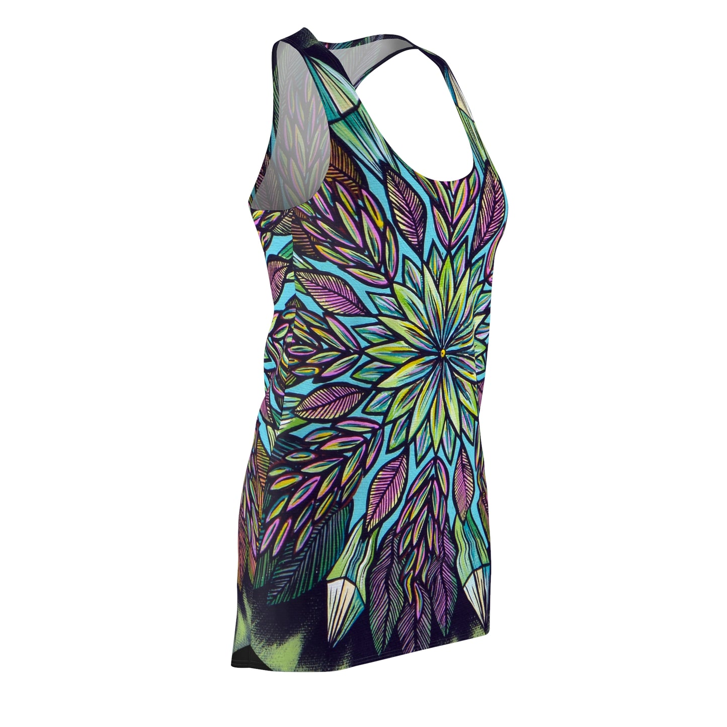 "Krystalhoja" Ladies Racerback Dress - Blue Flame Array All Over Prints