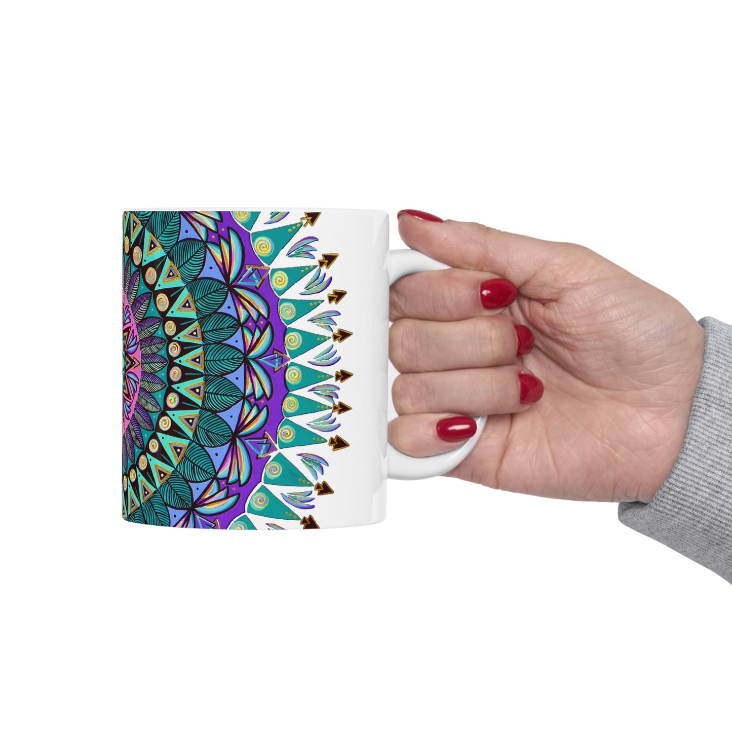 "Mandaladiosa" White Ceramic Mug