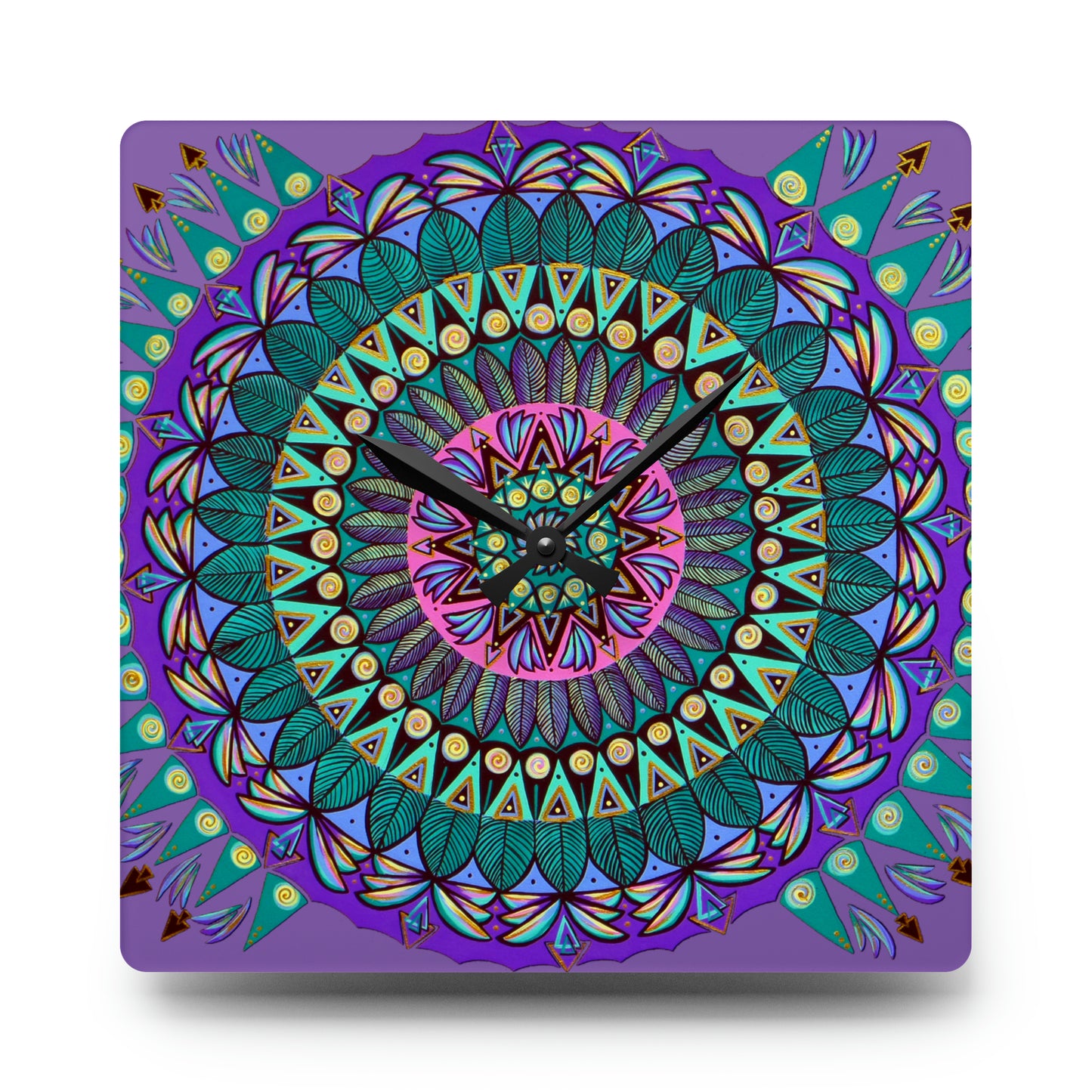 "Mandaladiosa" Cosmic Clock - Blue Flame Array 10.75'' × 10.75'' (Square) Home Decor