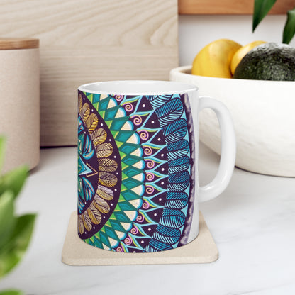 "AquilazurA Kryst'dala" White Ceramic Mug - Blue Flame Array 11oz Mug