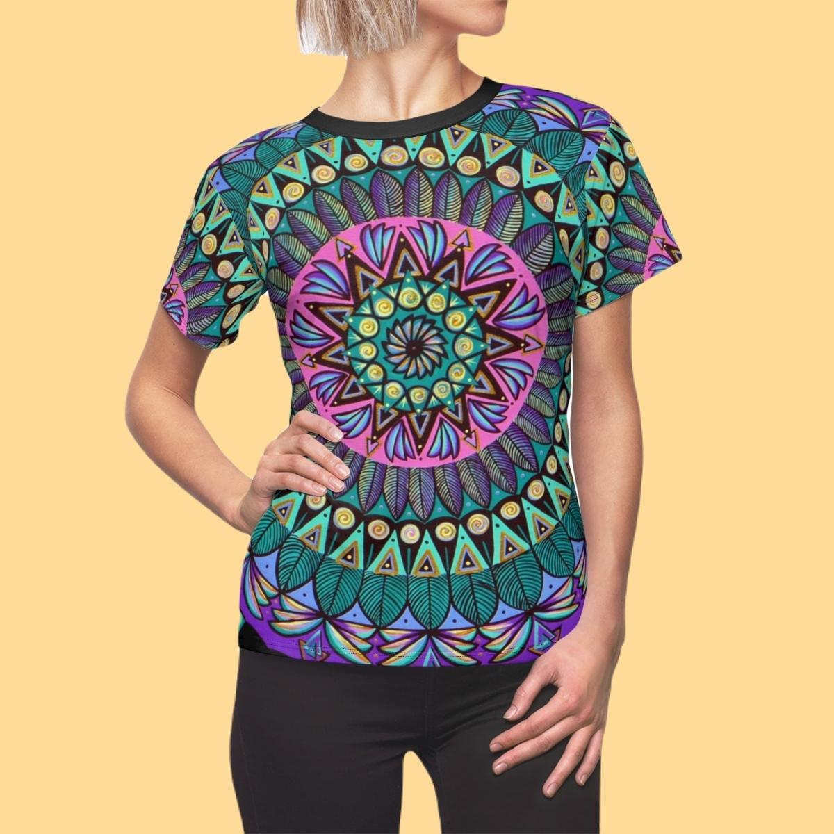 "Mandaladiosa" Ladies T-Shirt - Blue Flame Array All Over Prints