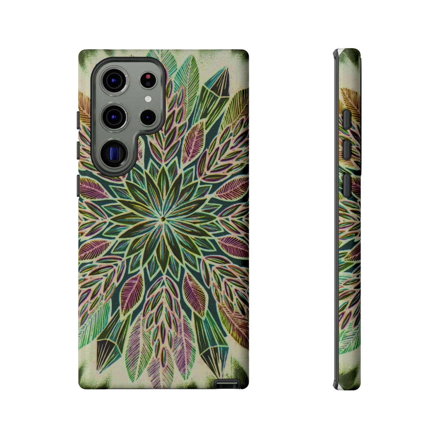 "Krystalhoja Verde" Art Phone Armor - Blue Flame Array Samsung Galaxy S23 Ultra / Glossy Phone Case