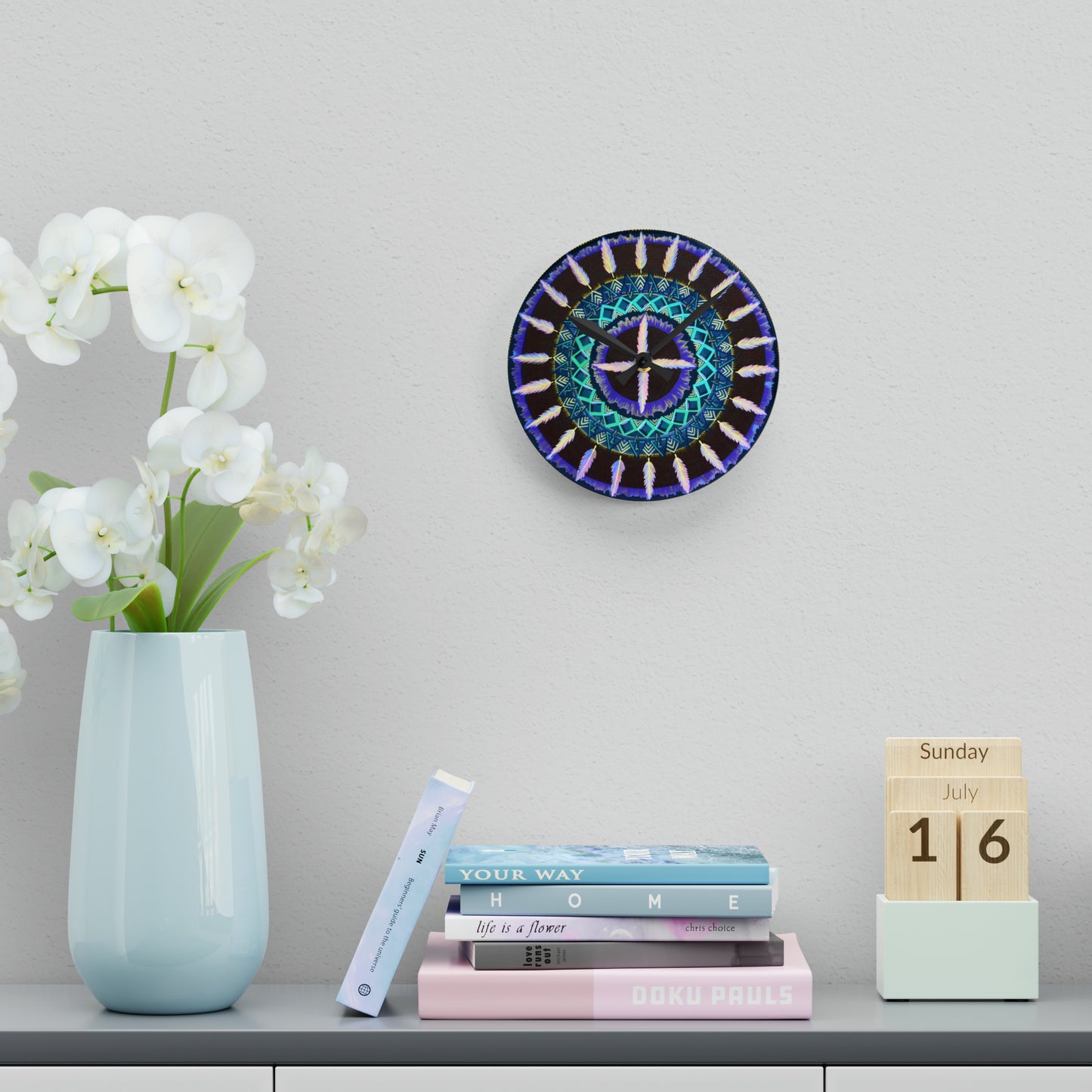 "Cuatro Vientos" Cosmic Clock - Blue Flame Array Home Decor