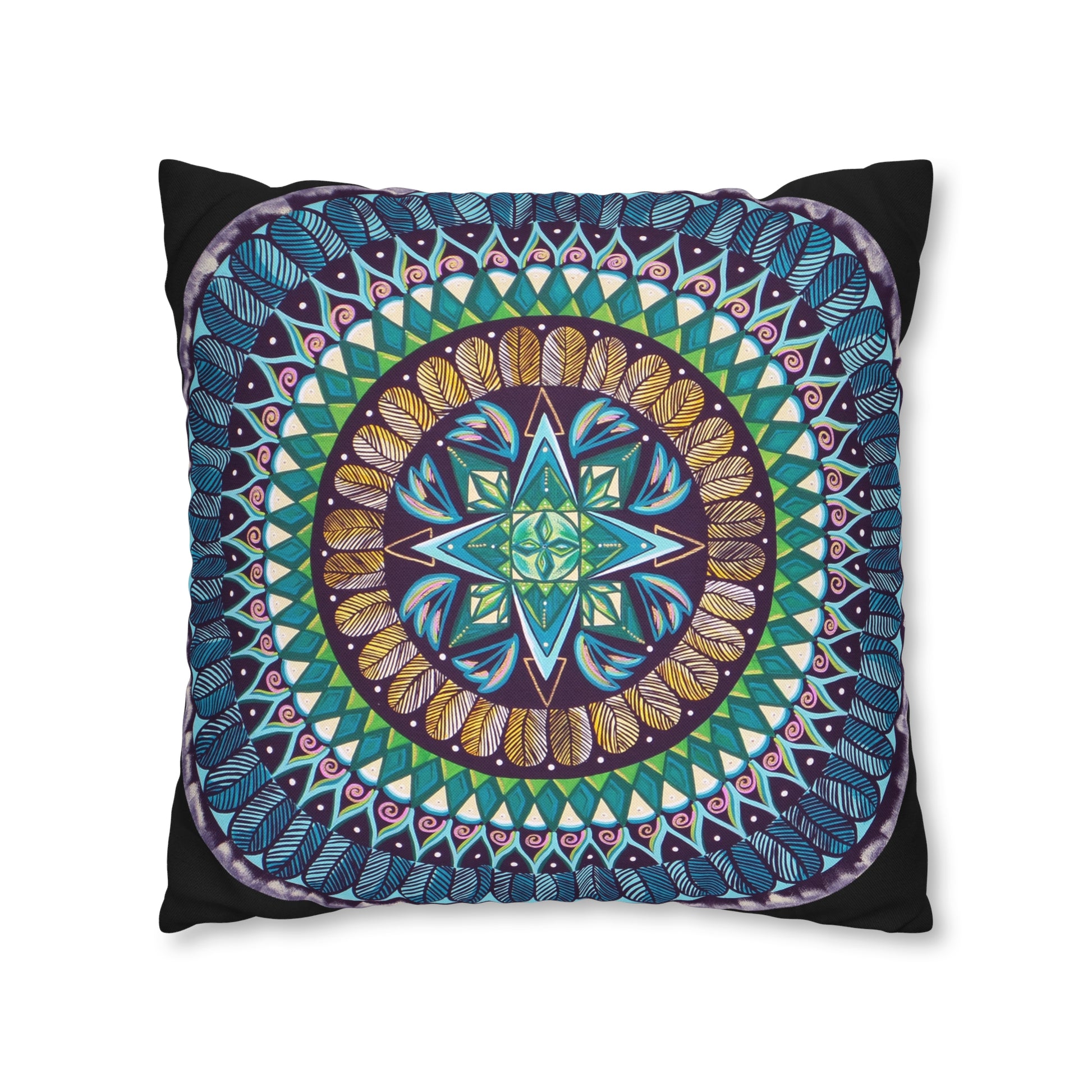 "AquilazurA Kryst'dala" Dreamcatcher Pillow Cover - Blue Flame Array Home Decor